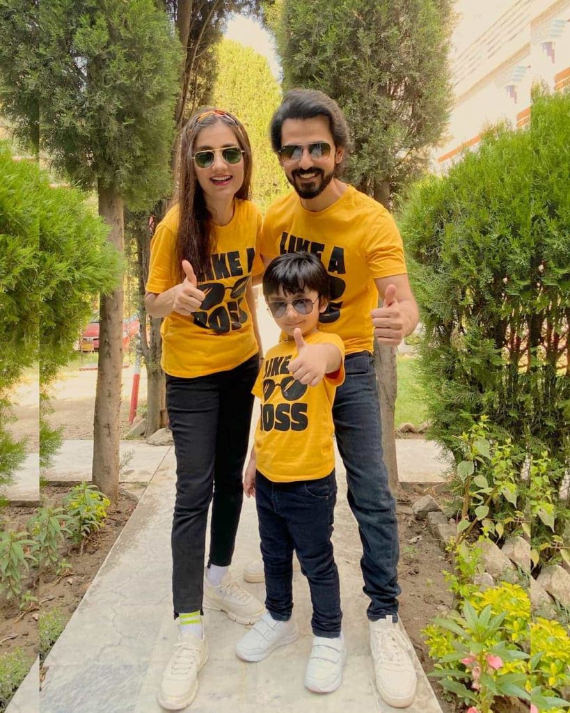 Beautiful Click of Uroosa Qureshi With Husband Bilal & Son Sohan