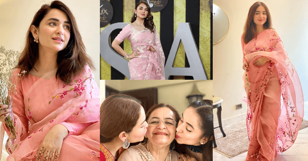 In Pics Yumna Zaidi Celebrating Eid Wearing A Pink Saree