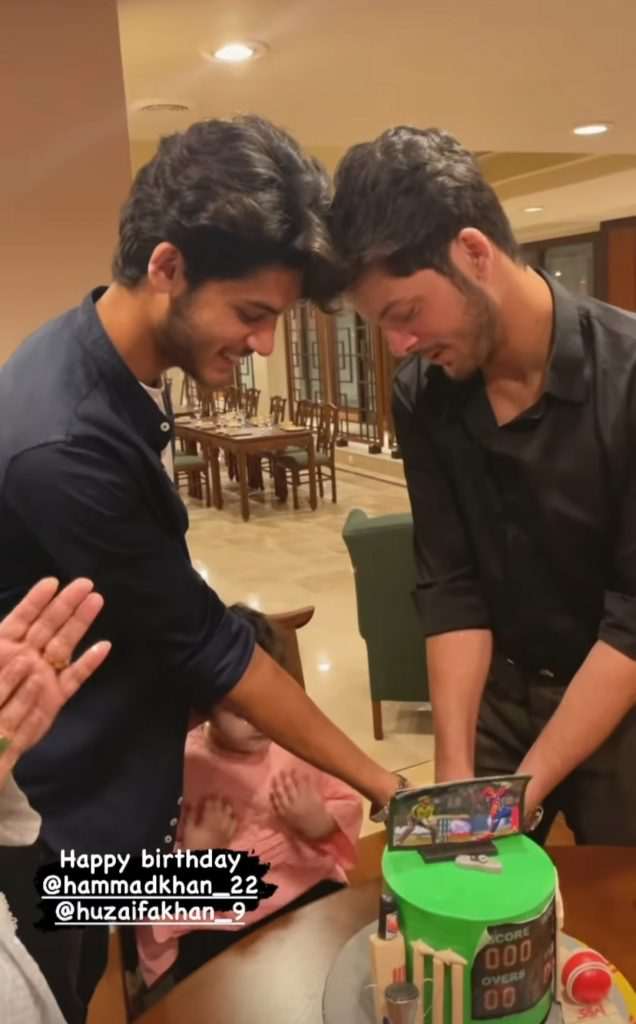 Aiman and Minal celebrate their twin brother's birthday