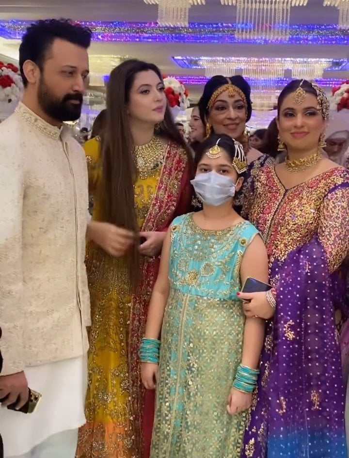 Atif Aslam With His Wife At Recent Family Wedding