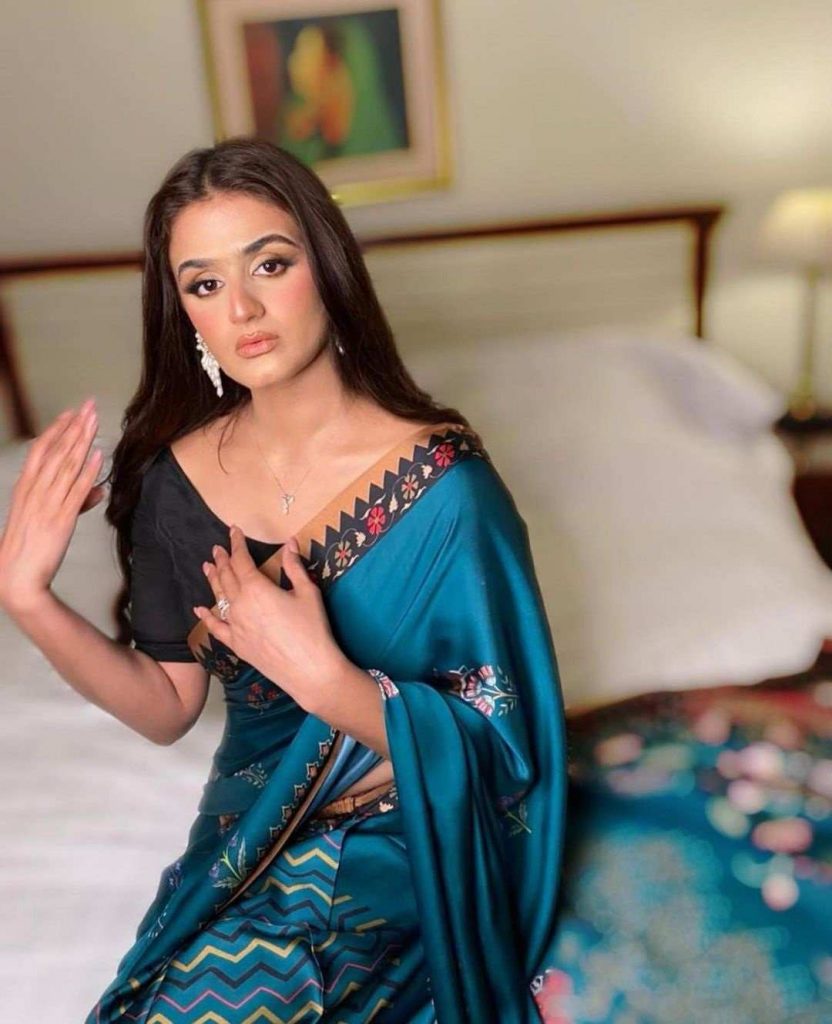 Latest Pictures of Hira Mani in Blue Saree