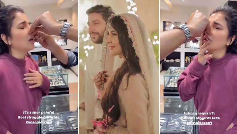 Sadain Imran ki dulhan Areeba Habib shares Instagram video getting a nose piercing