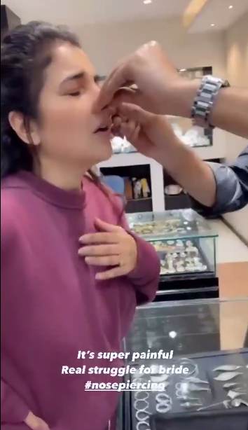 Areeba Habib shares Instagram video getting a nose piercing