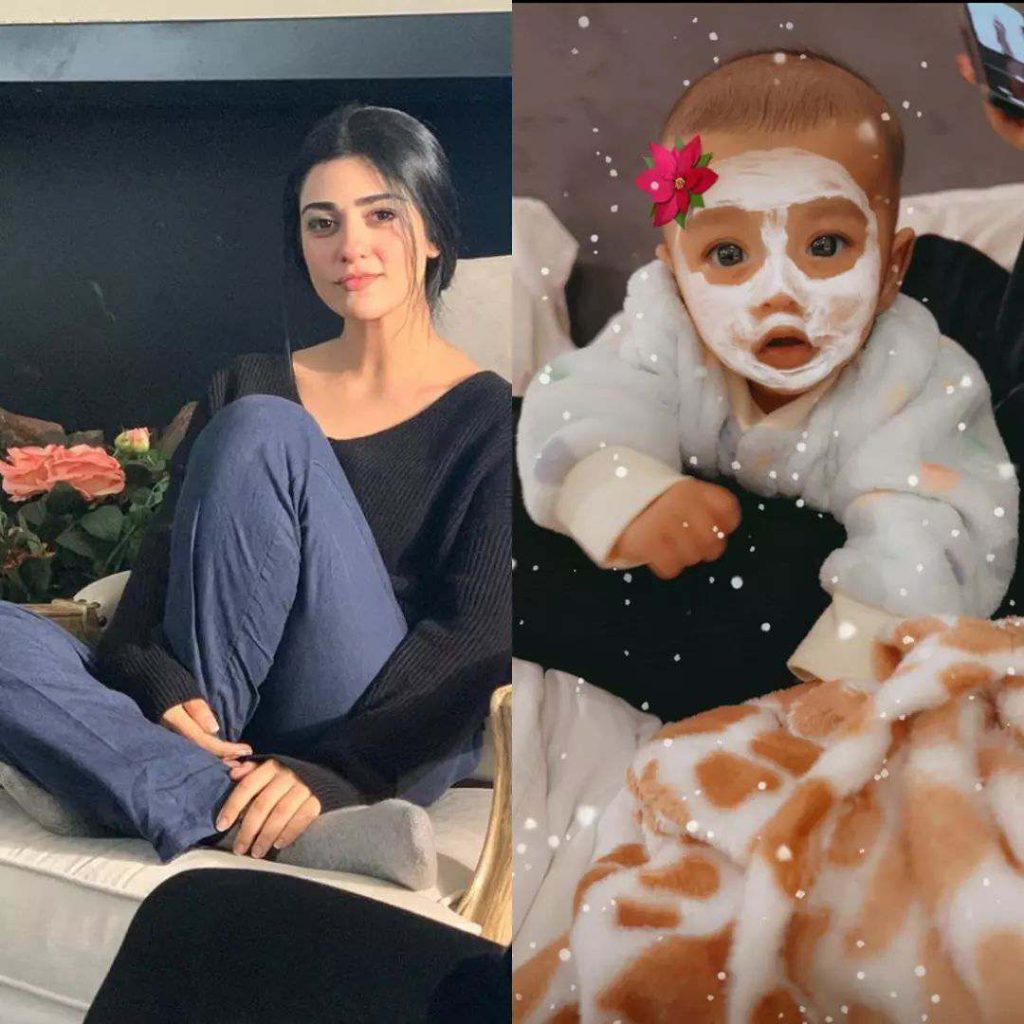 Sarah Khan put a whitening face mask on her daughter Alyana's face, looks like a 'Manobilli'