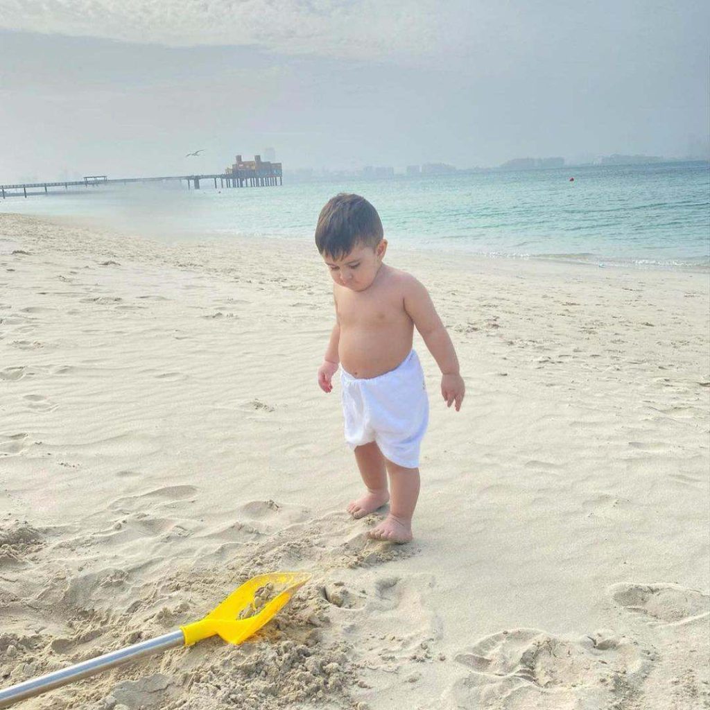 It’s A Beach Day! Naimal Khawar Enjoying Beach Day With Baby Mustafa