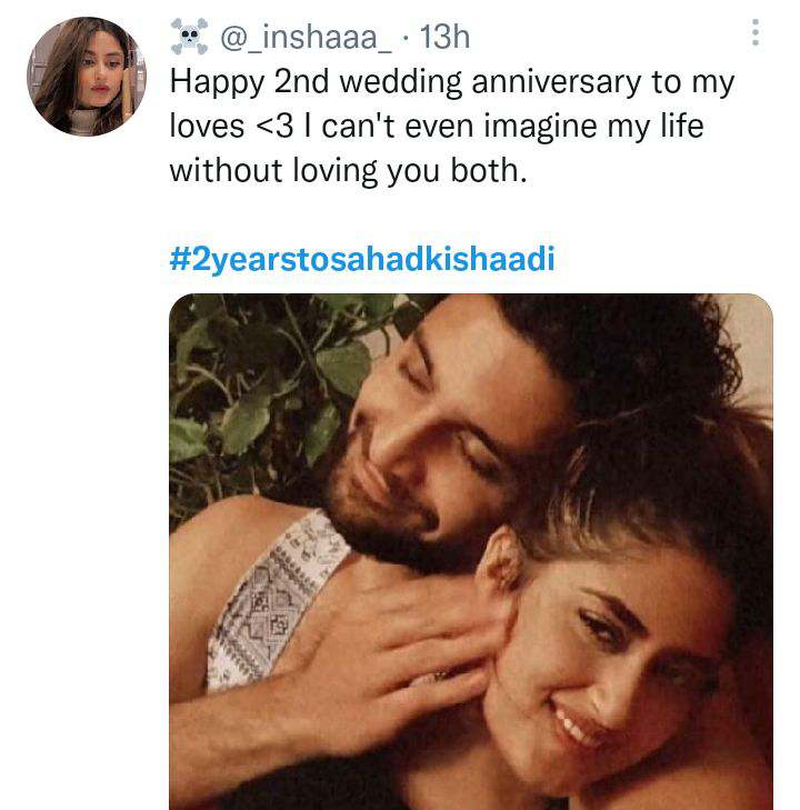 Amid reports around Sajal Aly-Ahad Raza Mir divorce, fans celebrate actress' wedding anniversary
