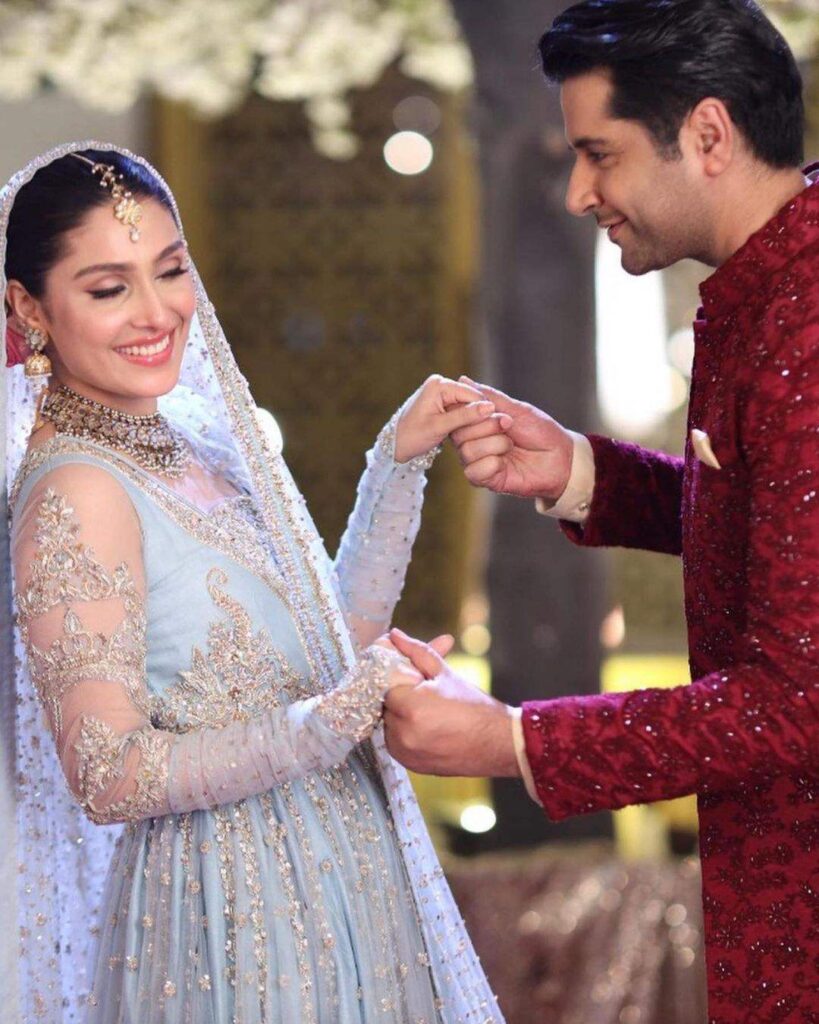 Ayeza Khan and Imran Ashraf looking exquisitely gorgeous in the wedding attires for drama serial Chaudhary and Sons