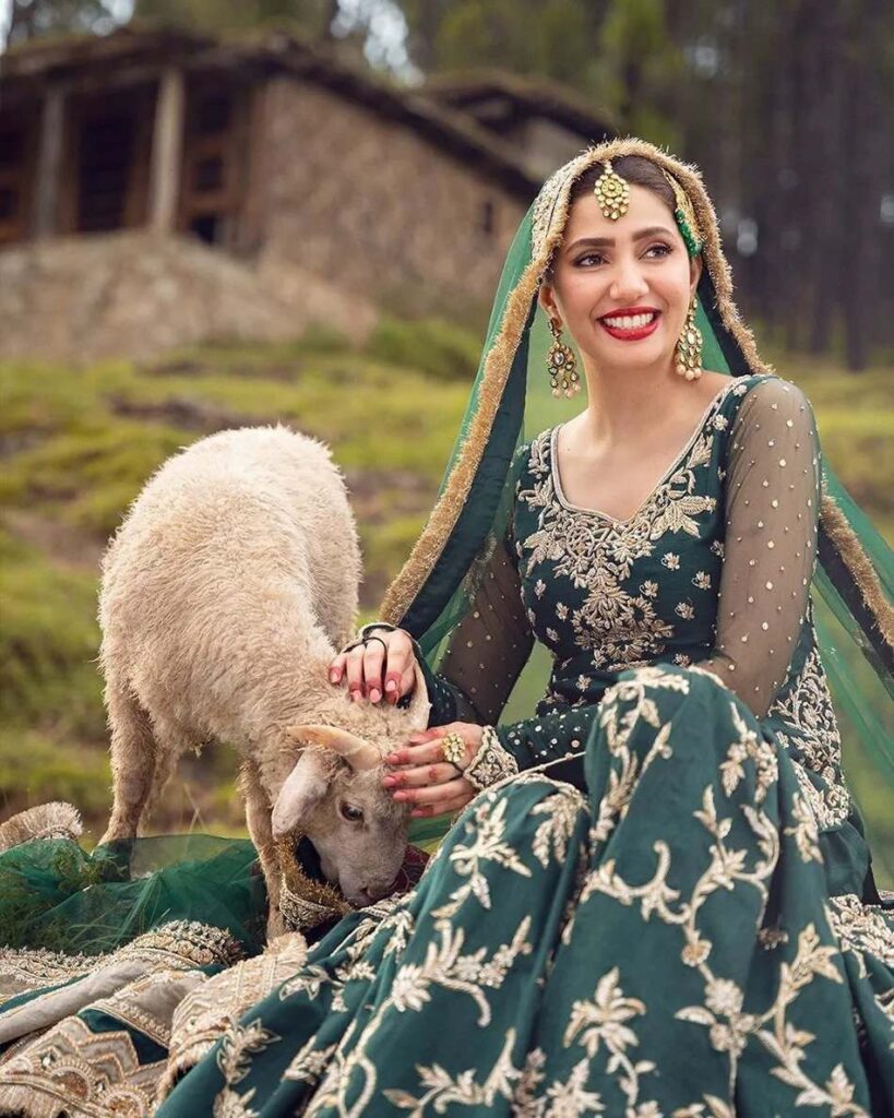 Mahira Khan looks exquisite in green lehenga for Faiza Saqlain’s bridal collection shoot