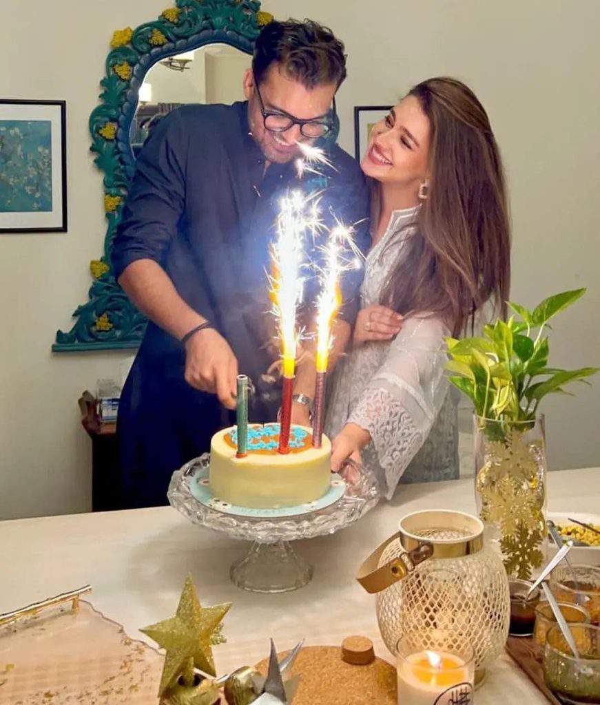 Zara Noor Abbas throws a surprise birthday party for her husband Asad Siddique
