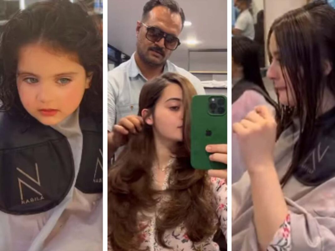 Aiman Khan with daughter Amal Muneeb at Nabila’s salon for new hairdo