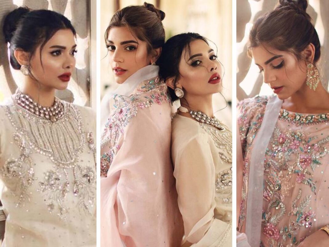 Sanam Saeed and Sarah Loren for the luxe collection of Sarah Aslam
