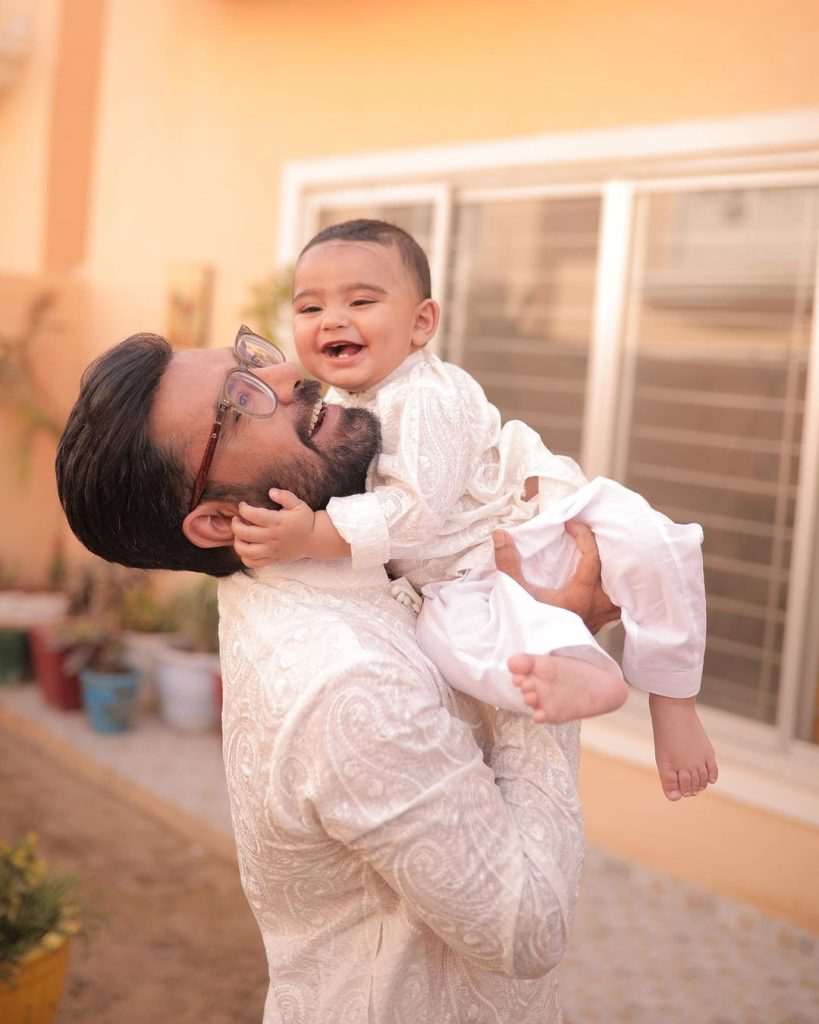 Iqra Aziz & Yasir Hussain shared beautiful eid clicks along with son Kabir Hussain