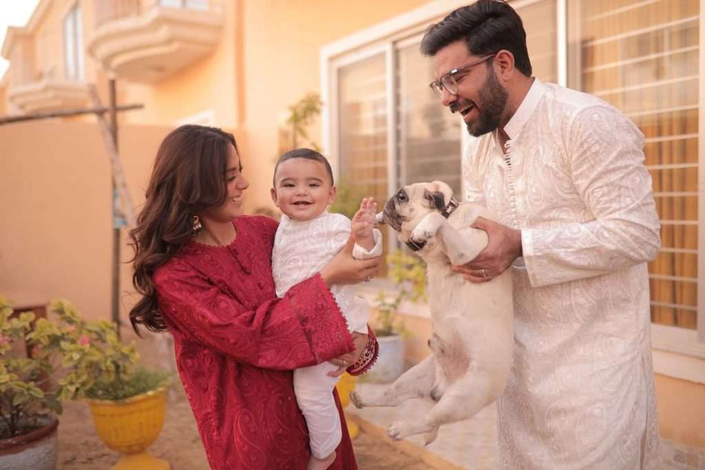 Iqra Aziz & Yasir Hussain shared beautiful eid clicks along with son Kabir Hussain