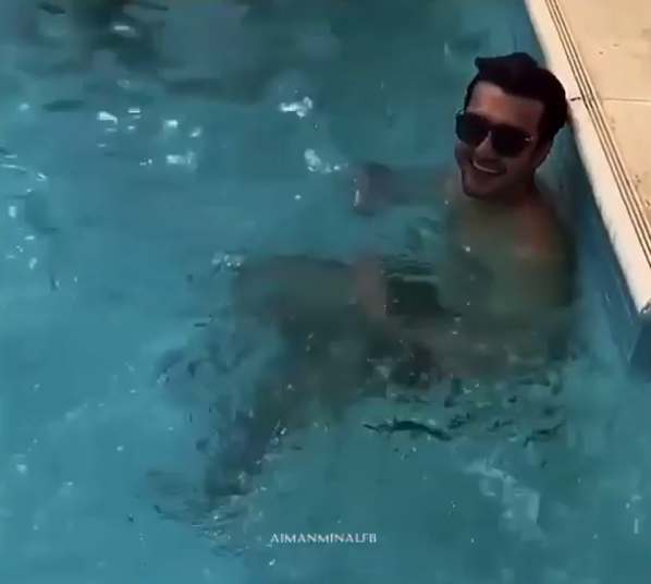 Minal Khan Shares Hilarious Swimming Pool Video Of Ahsan Mohsin Ikram