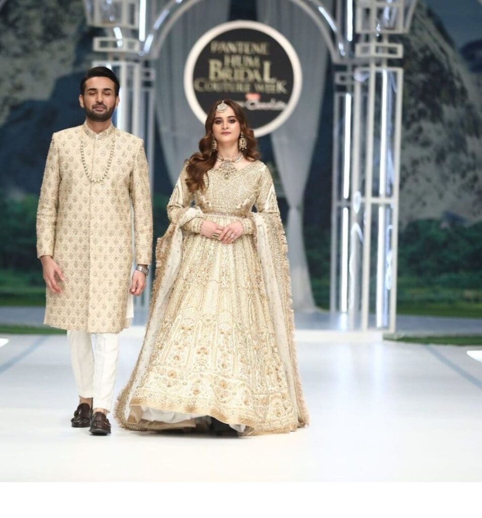 Gorgeous Aiman Khan and handsome Affan Waheed walked on ramp at Pantene Hum Bridal couture week '22