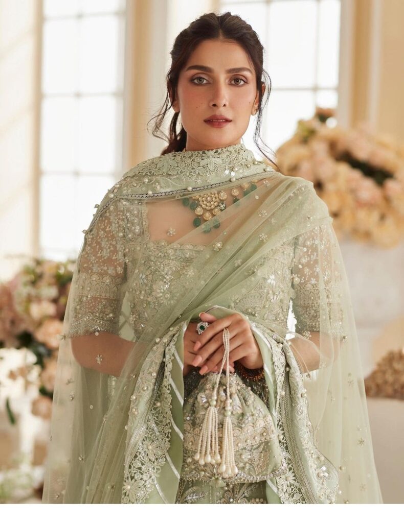 Ayeza Khan's ethereal look in pistachio green bridal dress
